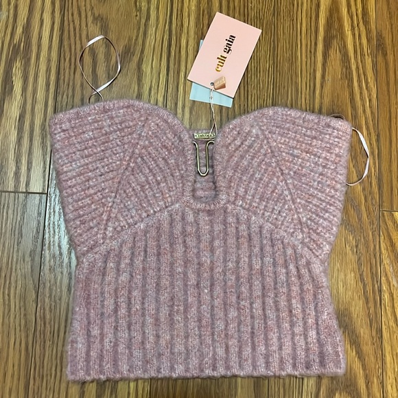 NWT CULT GAIA Ellison Rib Knit Crop Top Jaipur Pink M - Picture 5 of 8